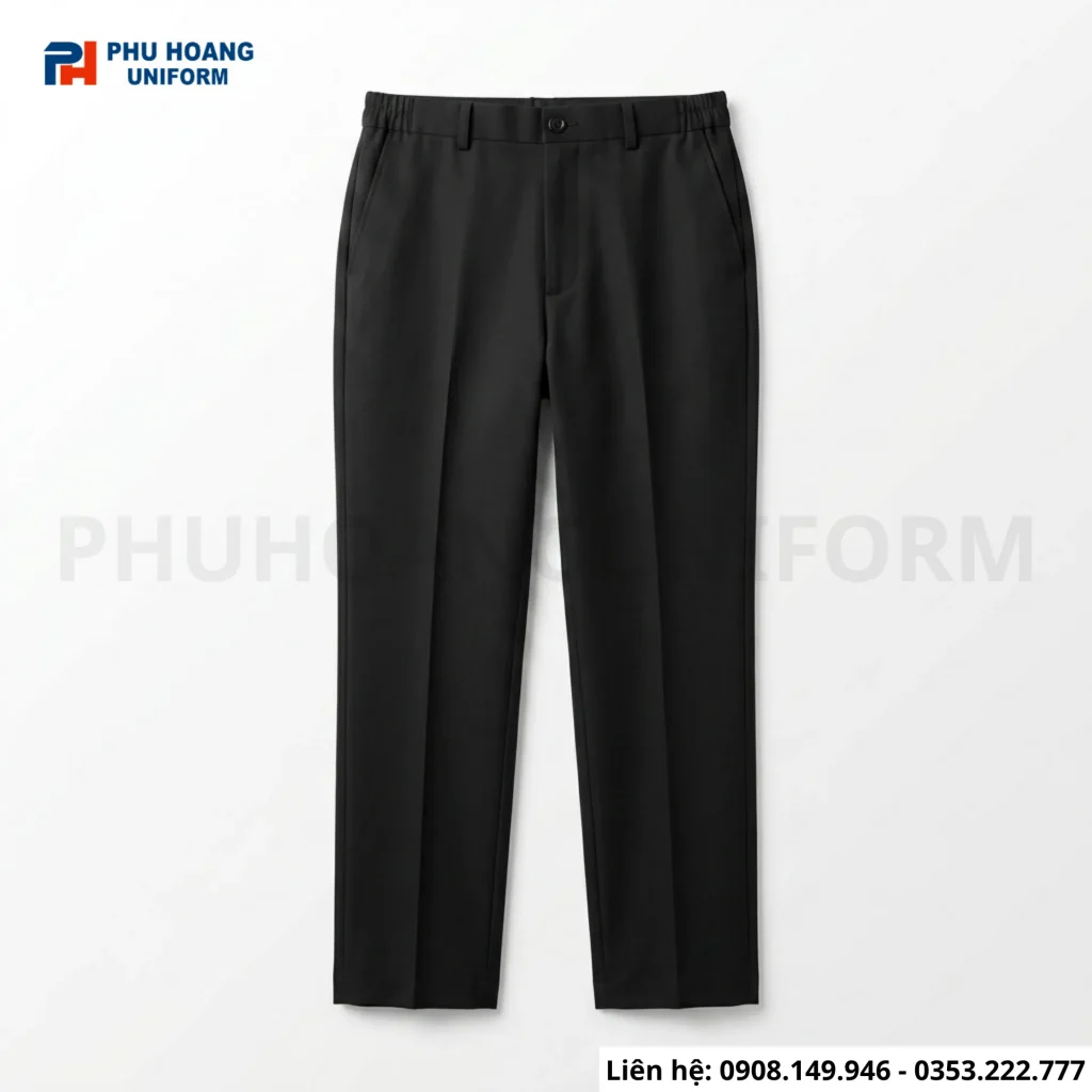 Mặt trước của quần bếp cạp chun 2 bên nam Mặt trước của quần bếp cạp chun 2 bên nam