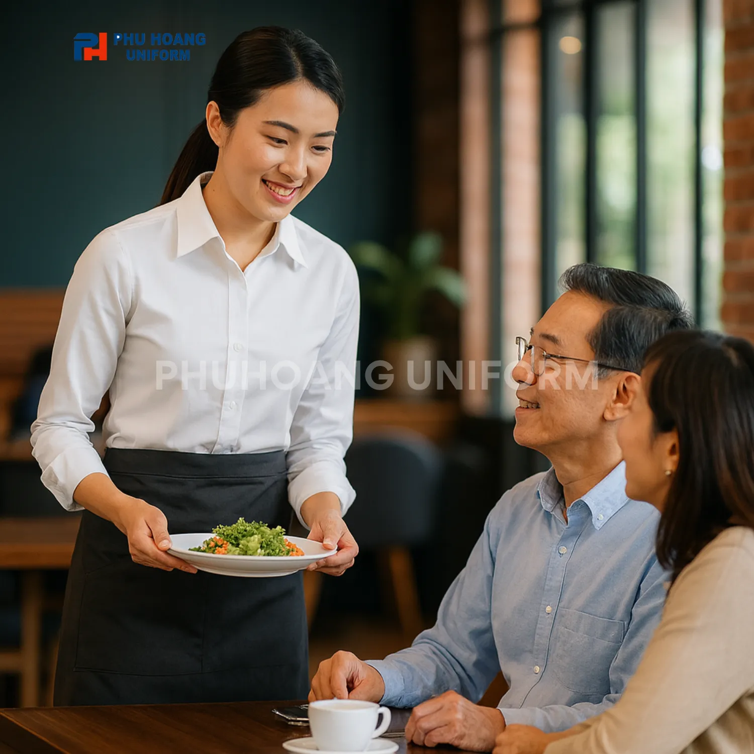 TẠP DỀ PHỐI VẠT CHÉO CỘT NGANG MÀU NÂU SA038