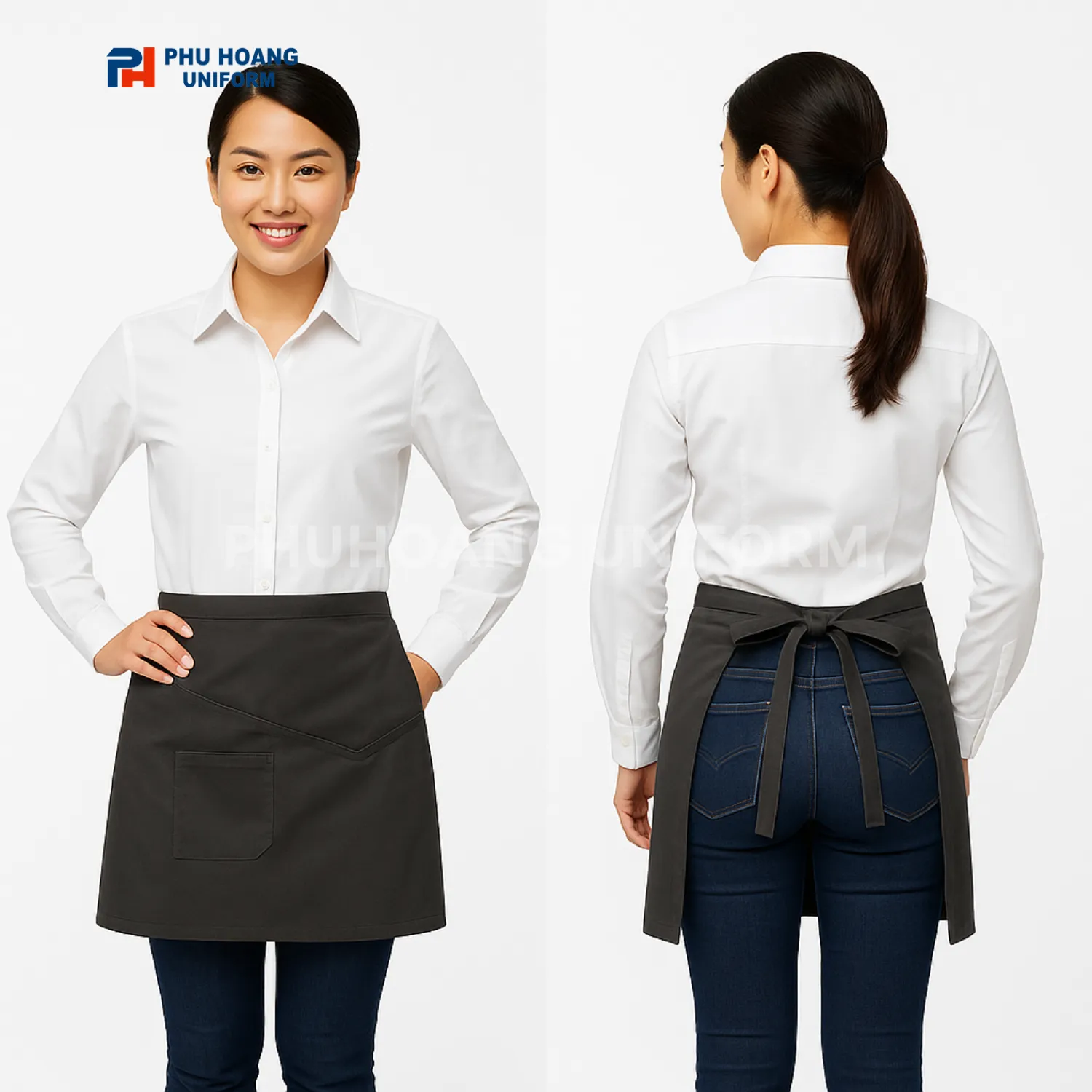 TẠP DỀ PHỐI VẠT CHÉO CỘT NGANG MÀU NÂU SA038