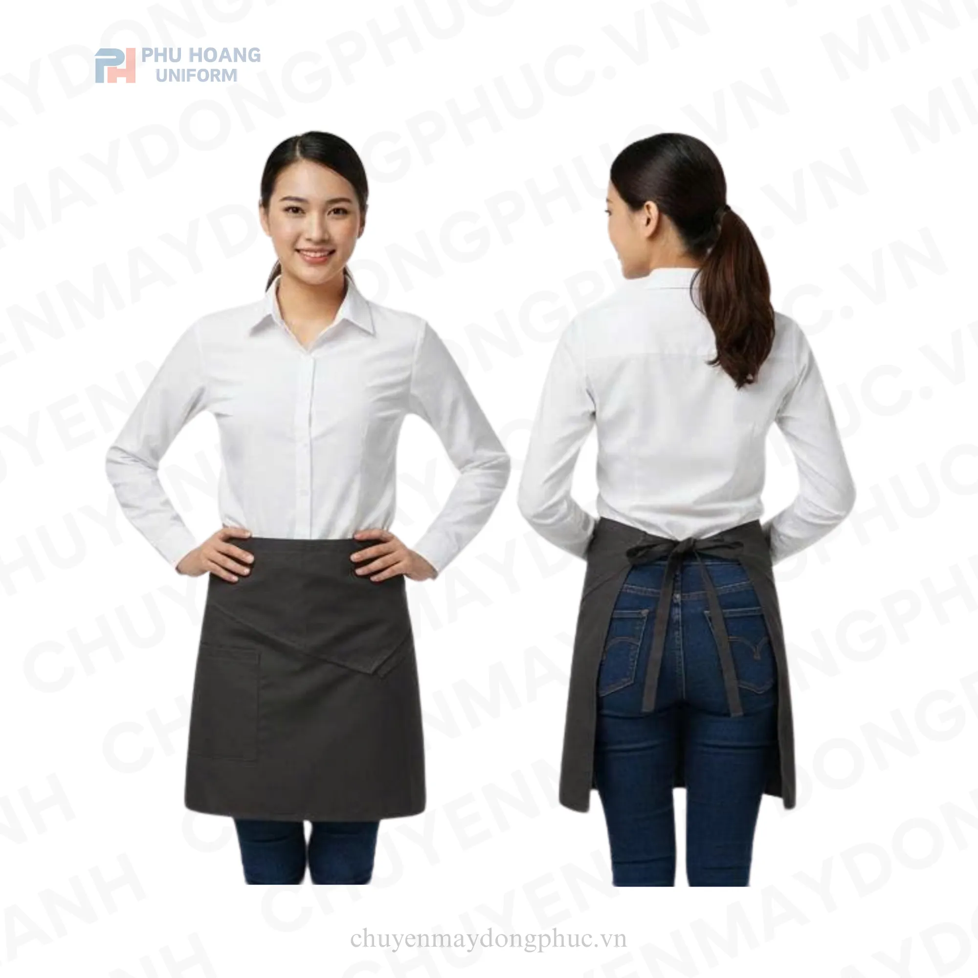 TẠP DỀ PHỐI VẠT CHÉO CỘT NGANG MÀU NÂU SA038