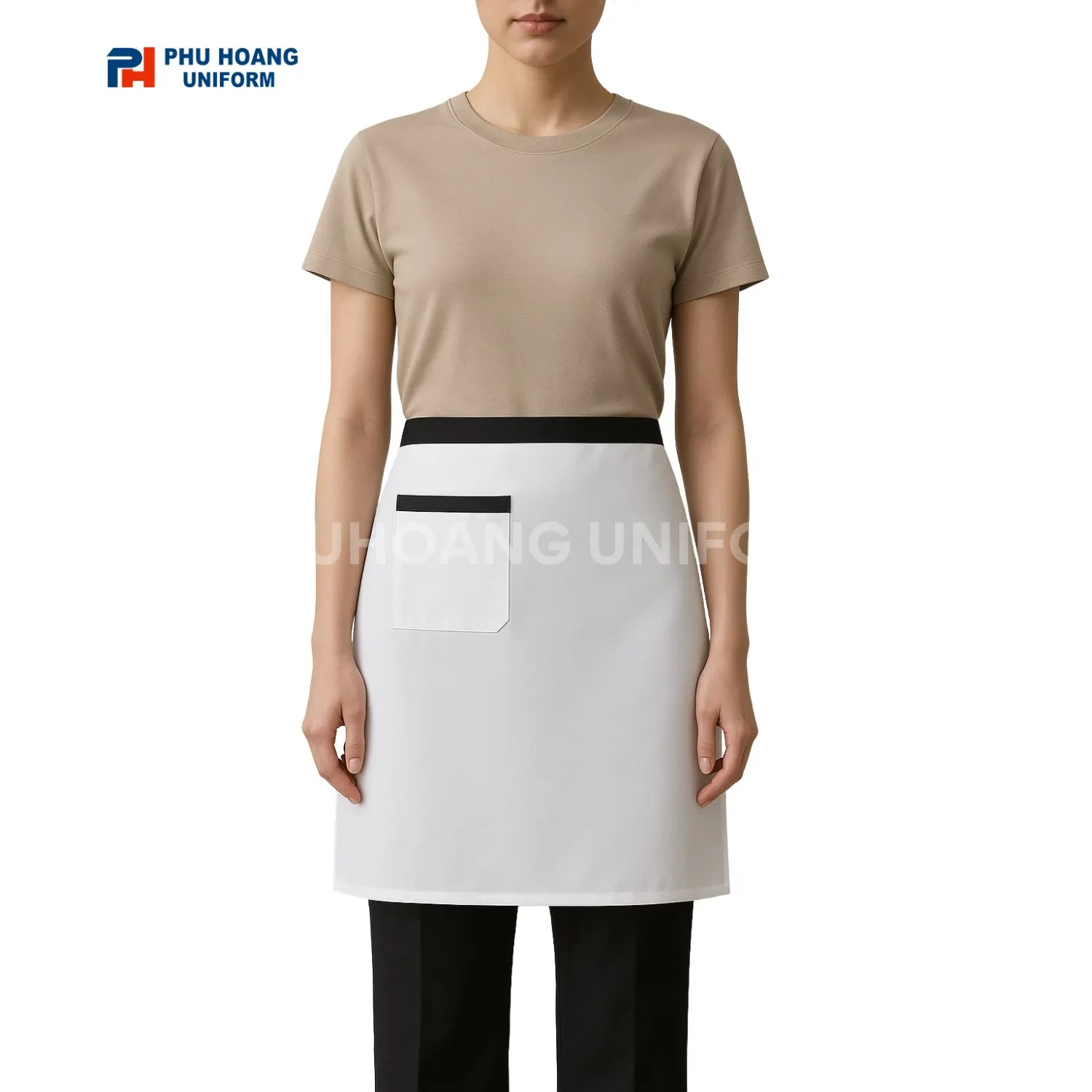 TẠP DỀ CỘT NGANG TRẮNG PHỐI ĐEN 60CM SA037