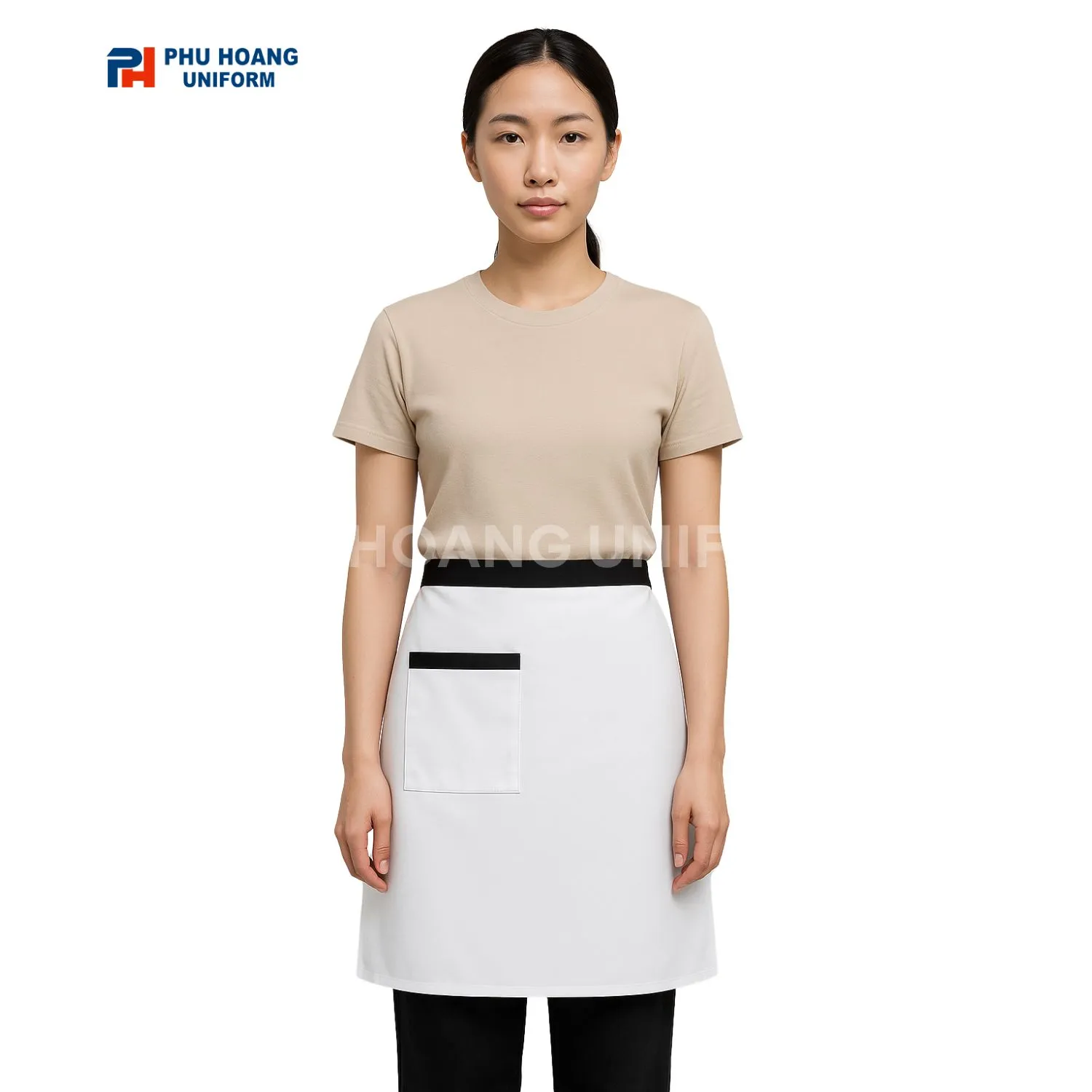 TẠP DỀ CỘT NGANG TRẮNG PHỐI ĐEN 60CM SA037