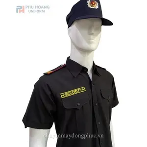 ÁO BẢO VỆ MÀU ĐEN TAY NGẮN MAY SẴN SQ007