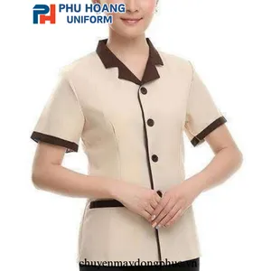 ĐỒNG PHỤC TẠP VỤ MÀU KEM PHỐI NÂU MAY SẴN SL006