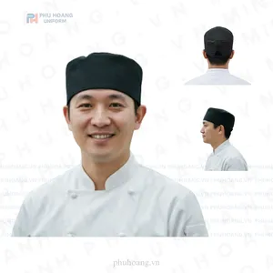 NÓN BẾP ĐEN CHÓP LƯỚI DÁN SAU MAY SẴN SN037