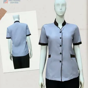 ĐỒNG PHỤC TẠP VỤ MÀU XÁM VIỀN NÂU MAY SẴN SL004