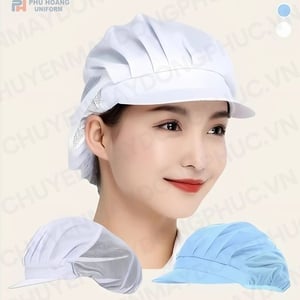 NÓN BẾP TRÙM ĐẦU LƯỚI MÀU TRẮNG