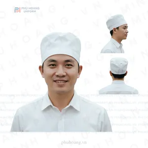 NÓN VẢI TRẮNG CHUN SAU DÁNG THẤP MAY SẴN SN035