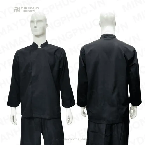 ÁO BẾP ĐEN NÚT BẤM SB016 (MAY SẴN) 