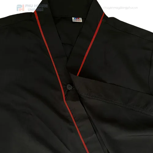 ÁO BẾP NHẬT ĐEN PHỐI ĐỎ MAY SẴN SB011