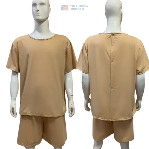 SET QUẦN ÁO SPA NÚT SAU LƯNG MÀU KEM (MAY SẴN) SS008