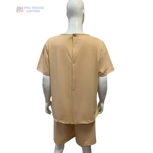 SET QUẦN ÁO SPA NÚT SAU LƯNG MÀU KEM (MAY SẴN) SS008