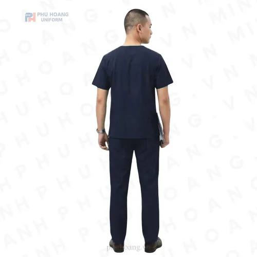 BỘ SCRUBS CỔ TIM NAM XANH ĐEN