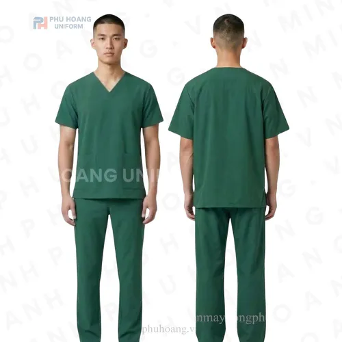 BỘ SCRUBS NAM XANH LÁ ĐẬM