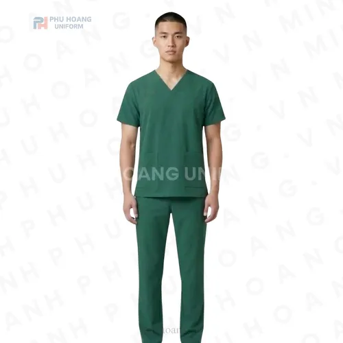 BỘ SCRUBS NAM XANH LÁ ĐẬM