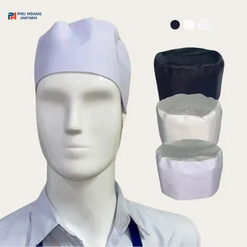 NÓN BẾP NHẬT CHÓP LƯỚI TRẮNG ĐỤC MAY SẴN SN020