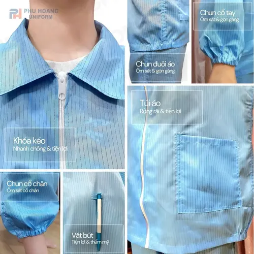 QUẦN ÁO CHỐNG TĨNH ĐIỆN MÀU TRẮNG (MAY SẴN) SW002