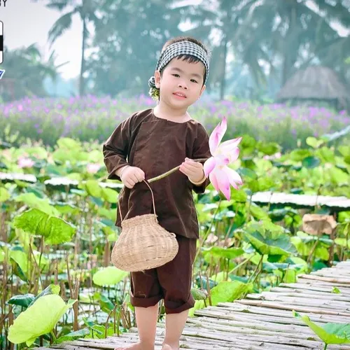 BỘ ĐỒ BÀ BA TRẺ EM MÀU NÂU MAY SẴN ST005