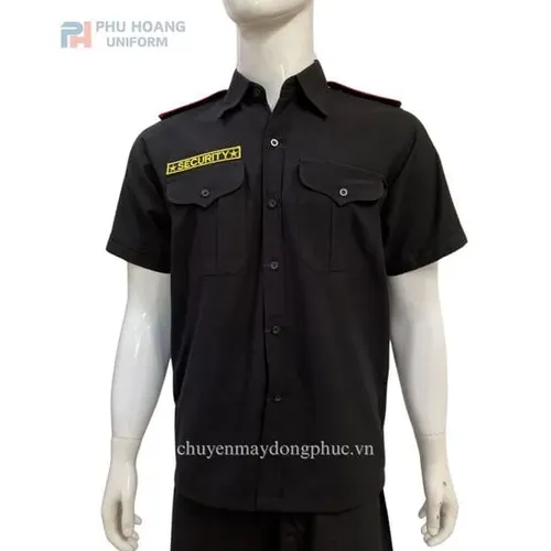 ÁO BẢO VỆ MÀU ĐEN TAY NGẮN MAY SẴN SQ007