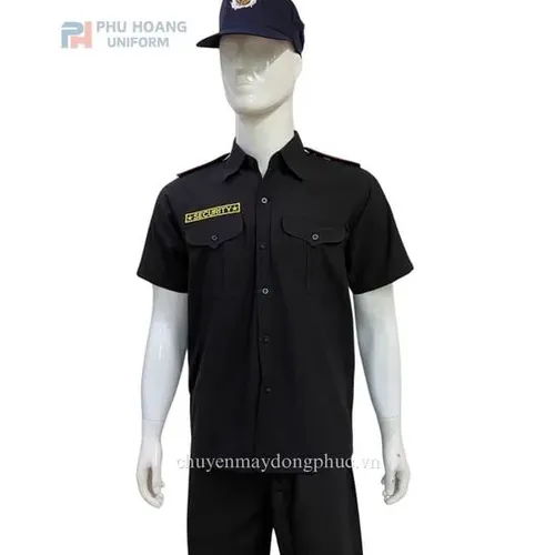 ÁO BẢO VỆ MÀU ĐEN TAY NGẮN MAY SẴN SQ007