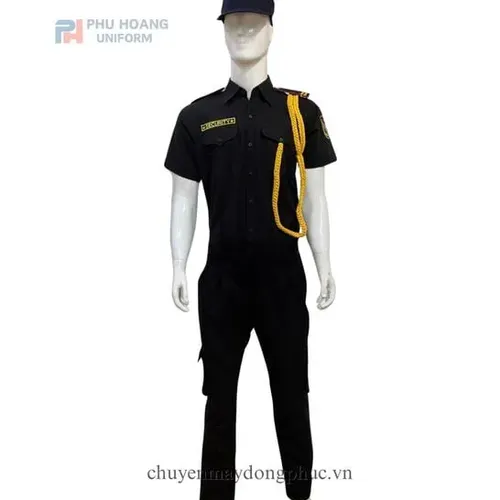 ÁO BẢO VỆ MÀU ĐEN TAY NGẮN MAY SẴN SQ007