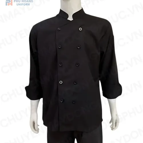 ÁO BẾP ĐEN TAY DÀI SB009 (MAY SẴN) 