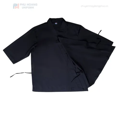 ÁO BẾP NHẬT ĐEN MAY SẴN SB012