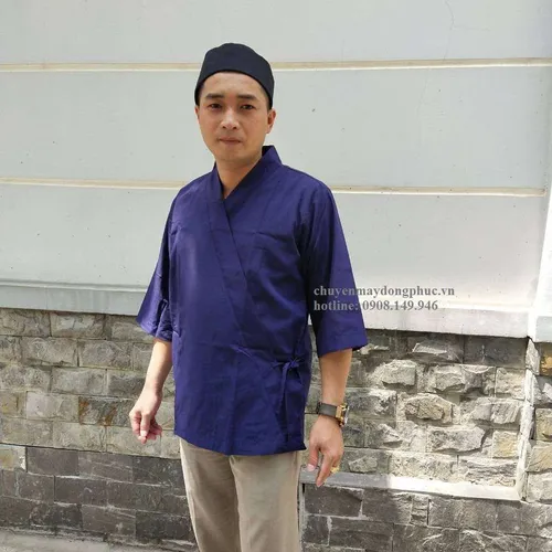 ÁO BẾP NHẬT XANH NAVY MAY SẴN SB013