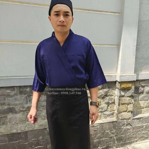 ÁO BẾP NHẬT XANH NAVY MAY SẴN SB013