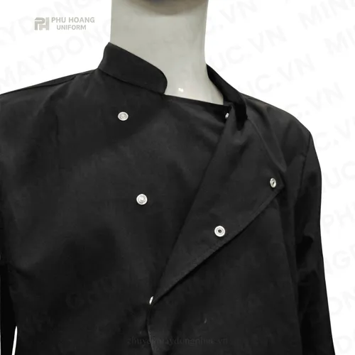 ÁO BẾP ĐEN NÚT BẤM SB016 (MAY SẴN) 