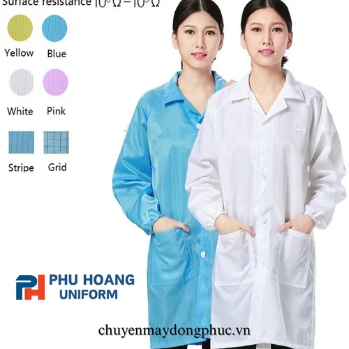 ÁO CHOÀNG CHỐNG TĨNH ĐIỆN MÀU TRẮNG (MAY SẴN) SW004