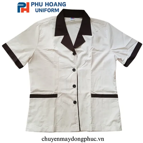 ĐỒNG PHỤC TẠP VỤ MÀU KEM PHỐI NÂU MAY SẴN SL006