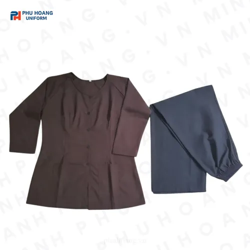 BỘ ĐỒ BÀ BA MÀU NÂU ĐẬM MAY SẴN ST002