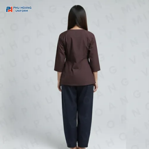 BỘ ĐỒ BÀ BA MÀU NÂU ĐẬM MAY SẴN ST002