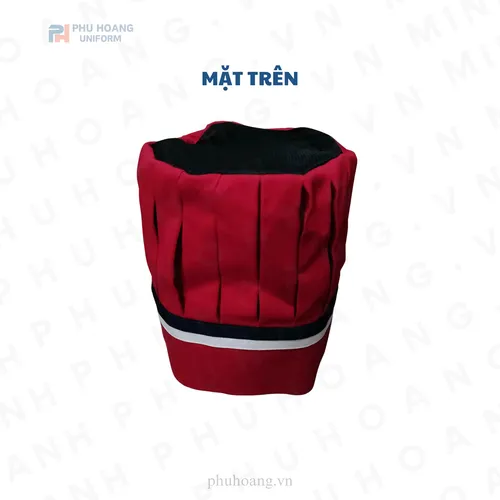 NÓN BẾP TRƯỞNG ĐỎ ĐÔ DÁN SAU CHÓP LƯỚI MAY SẴN SN038