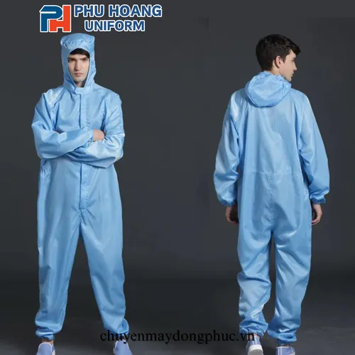 BỘ ĐỒ CHỐNG TĨNH ĐIỆN LIỀN THÂN MÀU XANH (MAY SẴN) SW005