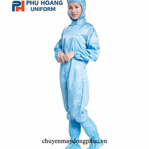 BỘ ĐỒ CHỐNG TĨNH ĐIỆN LIỀN THÂN MÀU TRẮNG (MAY SẴN) SW006