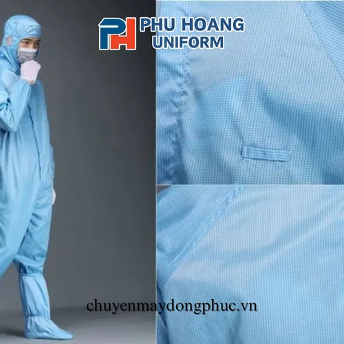 BỘ ĐỒ CHỐNG TĨNH ĐIỆN LIỀN THÂN MÀU TRẮNG (MAY SẴN) SW006