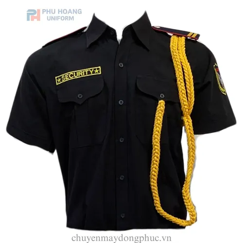 ÁO BẢO VỆ MÀU ĐEN TAY NGẮN MAY SẴN SQ007