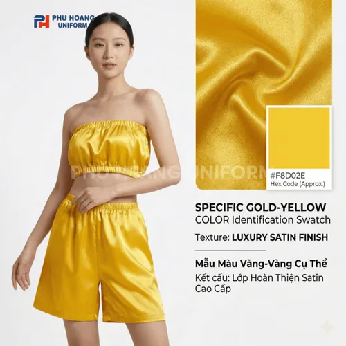 BỘ QUẦN ÁO QUÂY SPA NÚT BẤM MÀU VÀNG GOLD