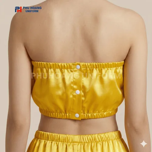 BỘ QUẦN ÁO QUÂY SPA NÚT BẤM MÀU VÀNG GOLD