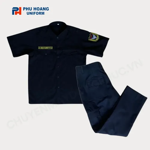 BỘ QUẦN ÁO BẢO VỆ MÀU ĐEN TAY NGẮN MAY SẴN SQ012