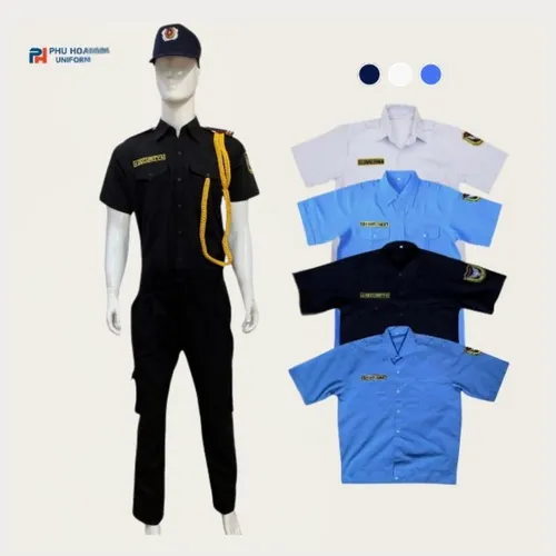 ÁO BẢO VỆ MÀU XANH TAY NGẮN MAY SẴN SQ011