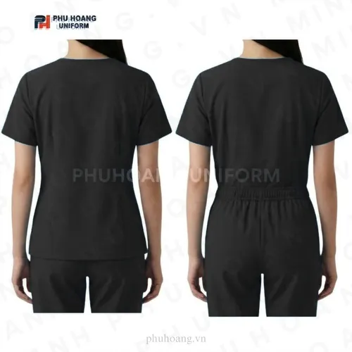 BỘ ĐỒ SPA CỔ TIM MÀU ĐEN