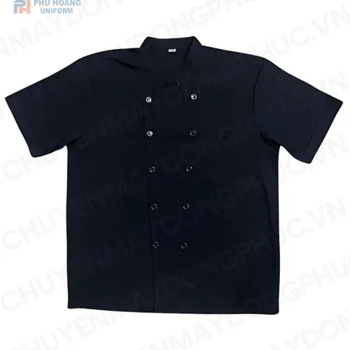 ÁO BẾP KAKI ĐEN TAY NGẮN SB003 (MAY SẴN) 