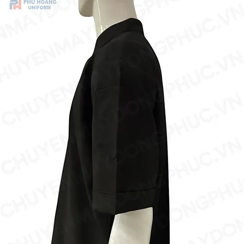 ÁO BẾP KAKI ĐEN TAY NGẮN SB003 (MAY SẴN) 