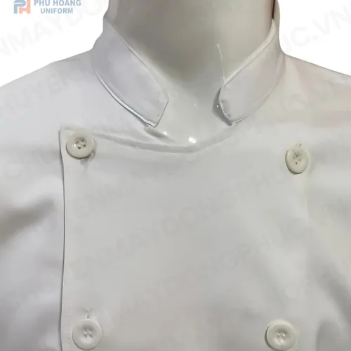 ÁO BẾP TRẮNG TAY DÀI SB008 (MAY SẴN) 