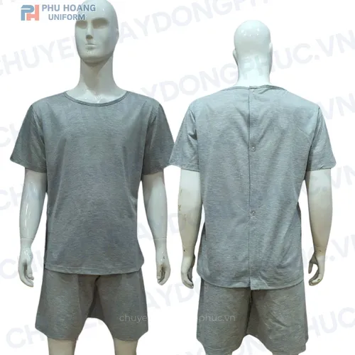 SET QUẦN ÁO SPA NÚT SAU LƯNG MÀU XÁM (MAY SẴN) SS001