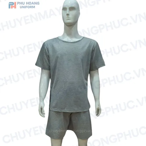 SET QUẦN ÁO SPA NÚT SAU LƯNG MÀU XÁM (MAY SẴN) SS001