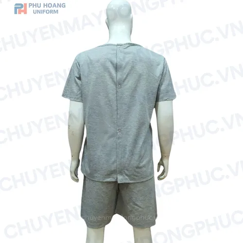 SET QUẦN ÁO SPA NÚT SAU LƯNG MÀU XÁM (MAY SẴN) SS001